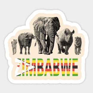 Zimbabwe Wildlife Big Five for Zimbabwe Safari Fans Sticker